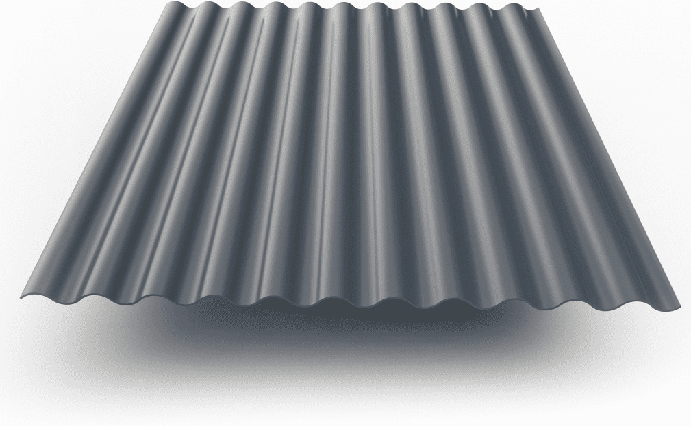 Dark gray corrugated metal roofing sheet.