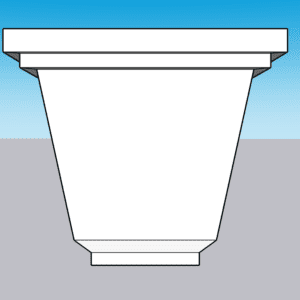 Architectural column capital against blue sky.