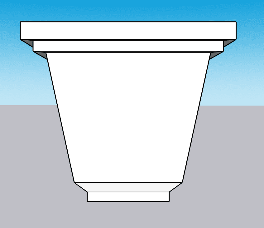 Architectural column capital against blue sky.