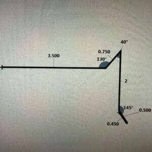 Line diagram with angles and measurements displayed.