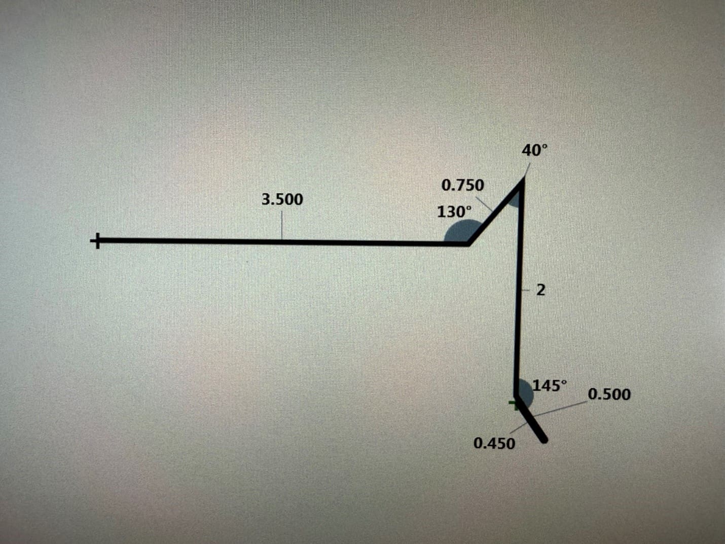 Line diagram with angles and measurements displayed.