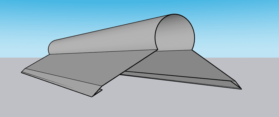 3D model of a grey roof design.