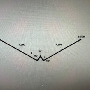 Angular line diagram with labeled measurements.