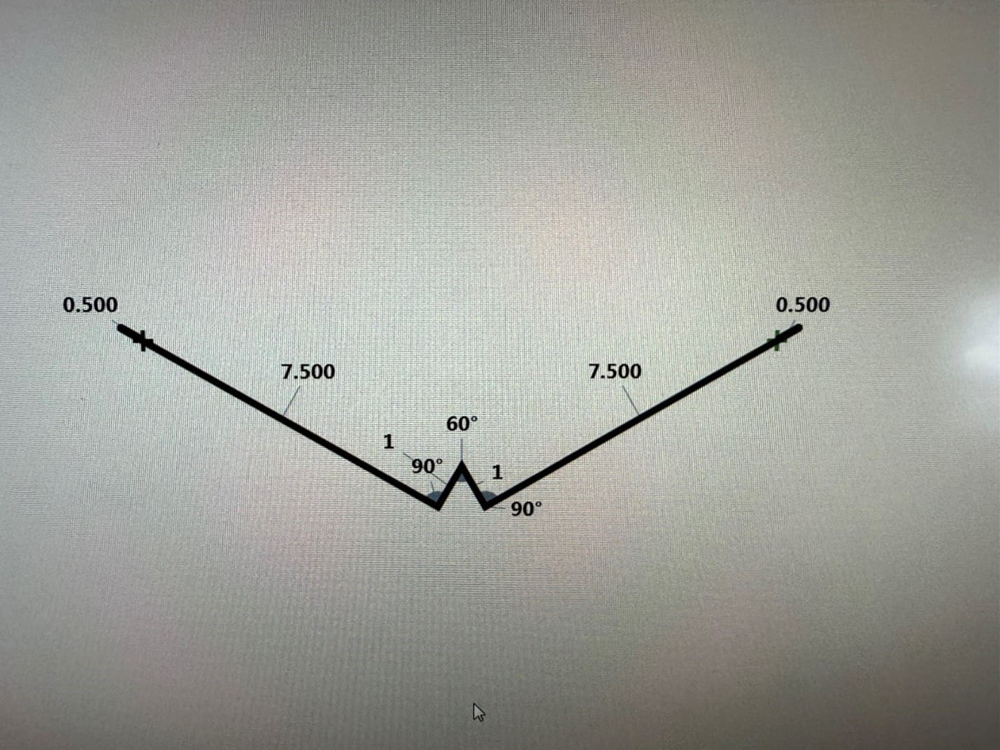 Angular line diagram with labeled measurements.