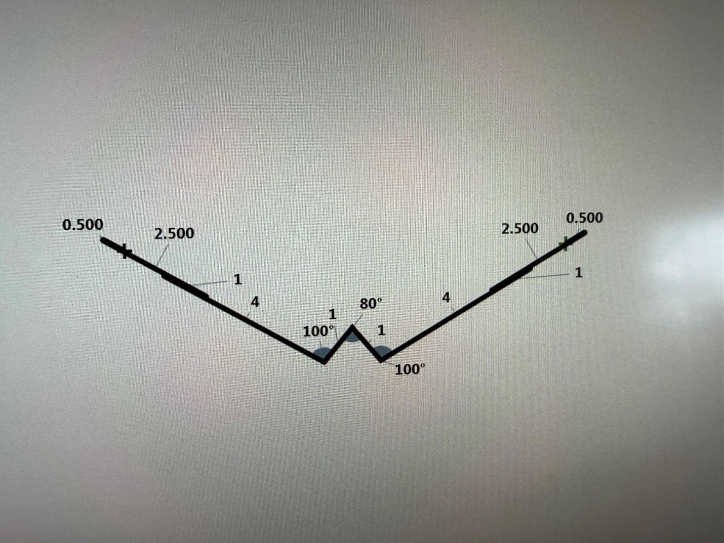 Geometric diagram with angles and measurements.